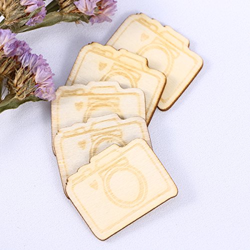 SUPVOX 20pcs Unfinished Wood Cutout Wooden Camera Shape Natural Wood Pieces for DIY Arts Crafts Projects SUPVOX