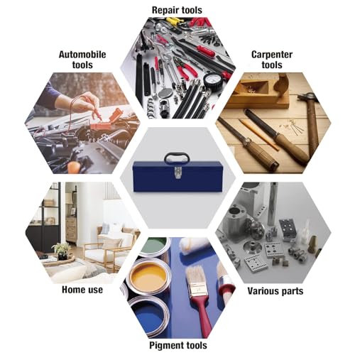 TCE ATB101U-1 Torin Portable Steel Tool Box: 19" Hip Roof Style with Metal Latch Closure and Removable Storage Tray, Blue TCE