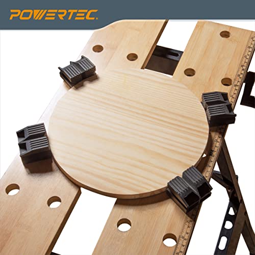 POWERTEC MT4006V Deluxe Bamboo Workbench Top | Portable Project Center and Vise Tool w/4 Bench Dogs POWERTEC