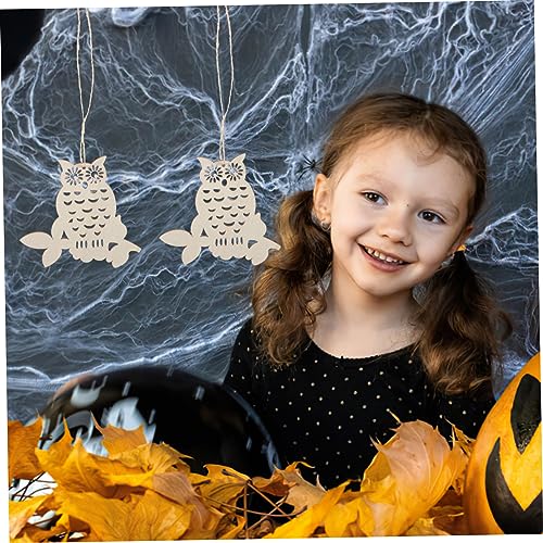 NOLITOY 1 Set Owl Wood Chips Decor DIY Wood Craft Owl Wood Slices DIY Wood Boards Halloween Adorn Unfinished Wood Slices Halloween Cutouts DIY Wood NOLITOY
