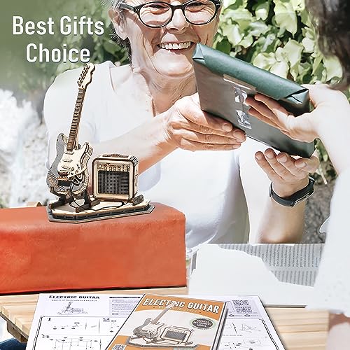 Rowood 3D Puzzles for Adults, DIY Wooden Model Kit for Adults to Build, STEM Electric Guitar Desk Toy Project for Kids, Birthday RoWood