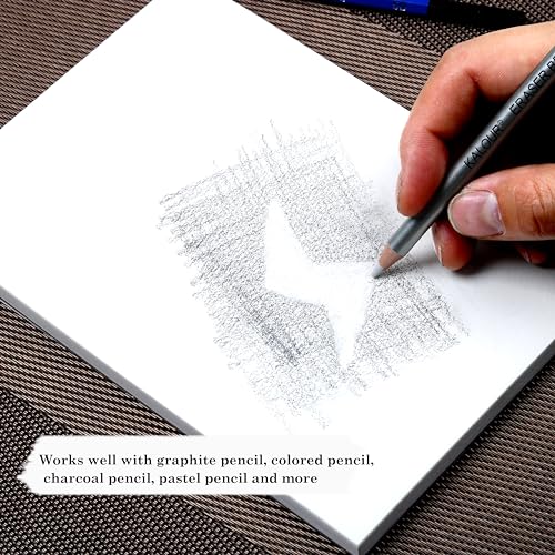 KALOUR Detail Eraser Pencil - 6pc Eraser Pencils with Brush and 2pc Sharpener,Erasing Small Details or add Highlights for Sketching, Charcoal KALOUR