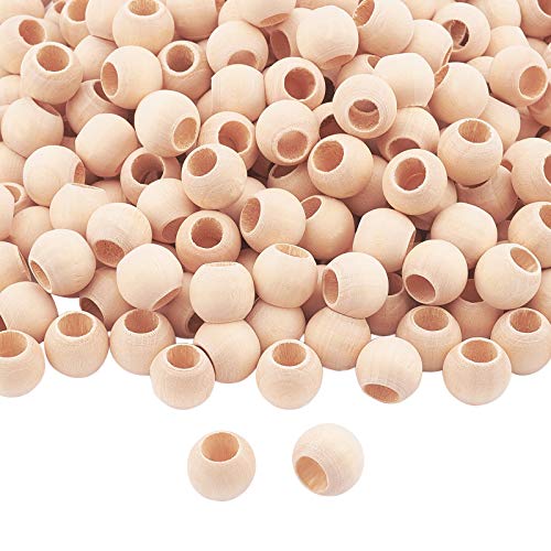 PH PandaHall 300 Pcs 14mm Natural Unfinished Wood Spacer Beads Large Hole Round Ball Wooden Loose Beads for Crafts DIY Jewelry Bracelet Making PH PandaHall