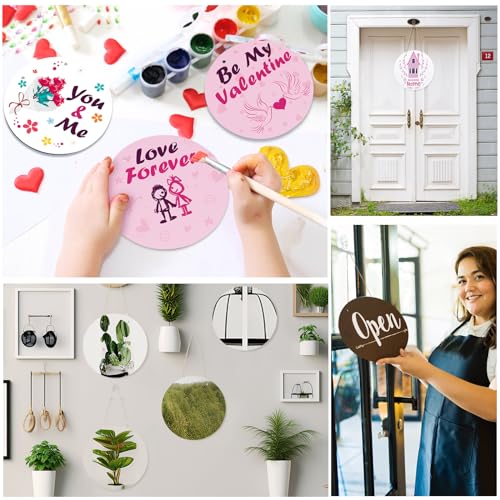 Beeveer 10 Pcs Round Sublimation Door Hanger Blanks 10 x 10 Inch Wall Hanging MDF Wood Blanks Unfinished Wooden Blank Wood Sign Circle Sublimation Beeveer