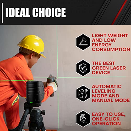 Laser Level,100ft/30m Self-Leveling Laser Level,Green Cross Line Laser,Vertical and horizontal lines,3 Brightness Adjustment,Rotates 360 C&T
