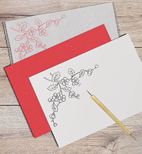 MyArtscape Graphite Transfer Paper, 20 Red Sheets - Wax Free - Erasable - Smudge-Free - Ideal for Drawing and Tracing - Premium Arts and Crafts MyArtscape