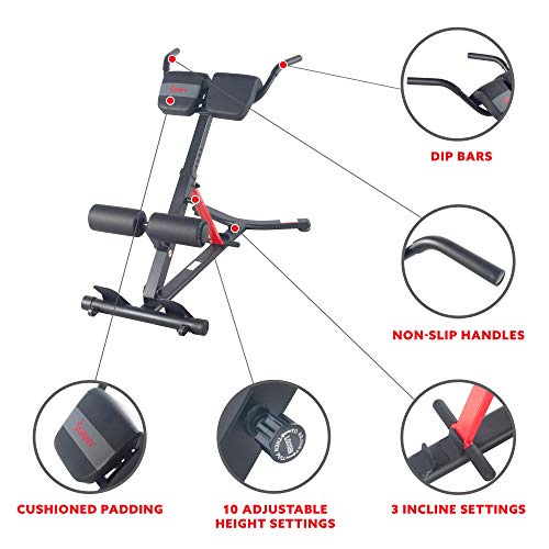 Sunny Health & Fitness Hyperextension incline,flat Roman Chair with Dip Station - SF-BH620062 , Black Sunny Health & Fitness