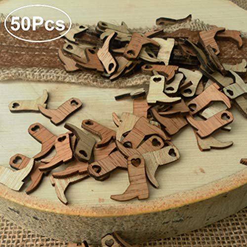 SUPVOX 100pcs Wood Cutouts for Wedding Cowboy Boots Miniature Crafts Decoration for Home Party Festival SUPVOX
