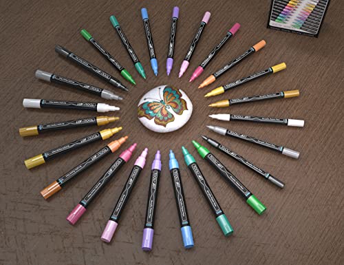 Acrylic Paint Markers Paint Pens Special Colors Set Extra Fine And Medium Tip Combo For Rock Painting, Canvas, Fabric, Glass, Mugs, Wood, Ceramics, TOOLI-ART