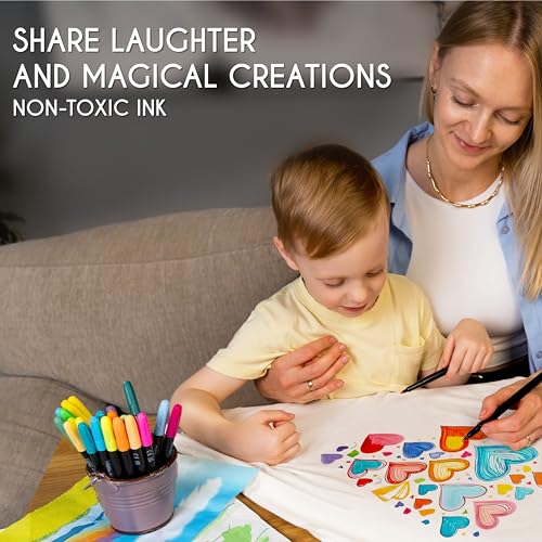 Zenacolor 40 Fabric Markers Pens Set - Non Toxic, Indelible and Permanent Fabric Paint - Fine Point Tip Textile Marker Pen Zenacolor