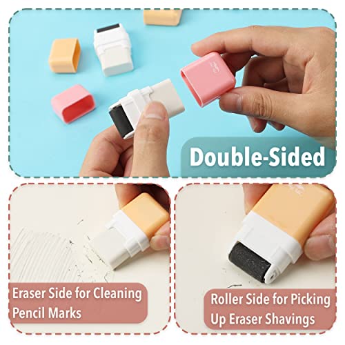 Mr. Pen- Erasers for Kids, 6 Pack, Pastel Colors, Eraser with Cover and Roller, Pencil Eraser Shaving Roller case Mr. Pen
