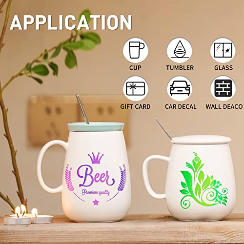 IModeur Holographic Vinyl for Cricut Opal Permanent Holographic Vinyl Bundle (5 Pack, 12” x 12”) Permanent Adhesive Vinyl Sheets for DIY Crafts, IModeur