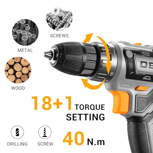 Power Drill Cordless: DEKO PRO Cordless Drill 20V Electric Power Drill Set Tool Drills Cordless Set with Battery and Charger 20 Volt Drill Driver Kit DEKOPRO