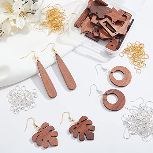 OLYCRAFT 190Pcs Resin Wooden Earring Pendants Natural Wood Resin Charms Resin Walnut Wood Jewelry Findings for Necklace and Earring Making - 15 OLYCRAFT