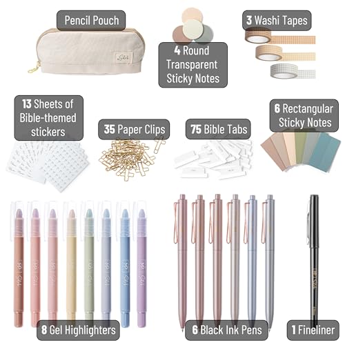 Mr. Pen- Bible Journaling Set (Selah Collection), Highlighters and Pens No Bleed, Scripture Markers, Washi Tape, Bible Tabs, Christmas Gift Mr. Pen