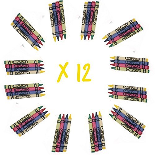 Crayola 4 Pack Full Size Crayons Party Favors Bundle of 12 4 Packs (Contains Blue, Red, Green, Yellow) Crayola