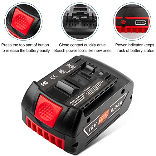 Labtec 2 Packs BAT609 18V 6000mAh Lithium Battery Replacement for Bosch 18V Battery BAT609 BAT610G BAT618G BAT619 BAT621 BAT620 Cordless Power Tool Labtec