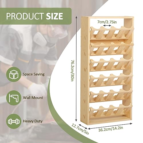 jxgzyy 6 Tier 24 Can Spray Paint or Lube Can Wall Mount Storage Holder Rack Lube Holder Organization Storage Rack Wood Shelf Case Organizer, 14.2" L jxgzyy