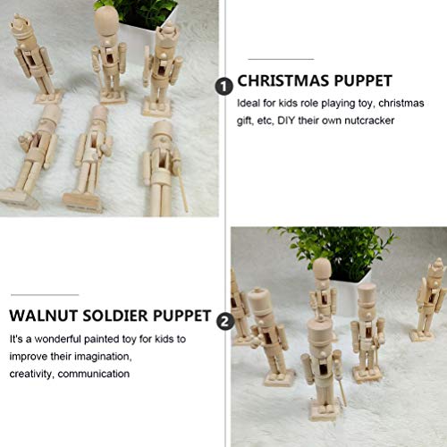 SEWACC 3 Pcs Christmas Nutcracker Wooden Nutcracker Ornaments Christmas Decoration Unfinished Nutcracker Figurines Puppet (Random Pattern) SEWACC
