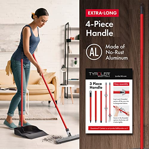 Tyroler Multi-Purpose Extra Large 100% Rubber Dustpan for Dry & Wet Floor Cleaning Indoor and Outdoor | New 105cm Long Aluminum Anti-Rust Handle | Tyroler Bright Tools