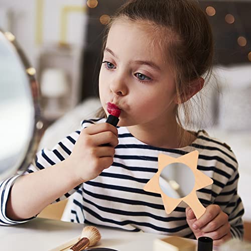 Healifty 10pcs Small Wooden Mirror Unfinished Mirror Craft DIY Makeup Mirror Princess Mirror Handheld Unfinished Cosmetic Mirror Wooden Princess Healifty