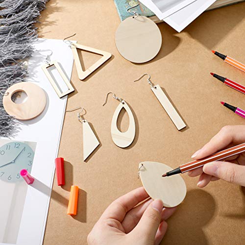 Hicarer 197 Pieces Wooden Dangle Earring Making Kit, Including 48 Pieces Wooden DIY Pendants 100 Pieces Jump Rings and 49 Pieces Earring Hooks for Hicarer
