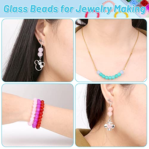 700 Piecess Glass Beads for Jewelry Making, 28 Colors 8mm Crystal Beads Bracelet Making Kit for Bracelet Jewelry Making and DIY Crafts shynek