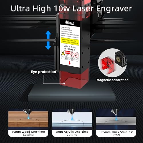 QQCASE 10W Laser Engraver,Higher Accuracy Laser Cutter and Engraver Machine,Laser Engraving Machine 60W Machine Output Power,Laser Engraver for Wood QQCASE
