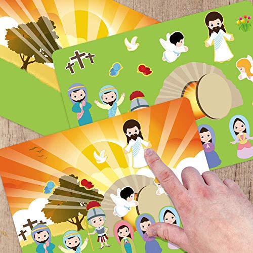 Make an Easter He Lives Sticker Scenes Resurrection Stickers 11 Sets for Kids Indoor Bible Games Activities ceiba tree
