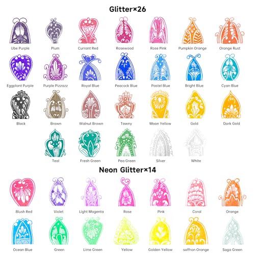 Shuttle Art 80 Pack Glitter Gel Pens, 40 Colors Glitter Gel Pens Set with 40 Refills for Adults Coloring Books Drawing Crafts Scrapbooking Journaling Shuttle Art