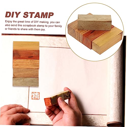 VILLCASE 5pcs Carved Wood Unfinished Wood Whittling Blocks Wood Square Block Wood Working Whittling Kit Floral Wooden Wood Carving Kits Decorating VILLCASE