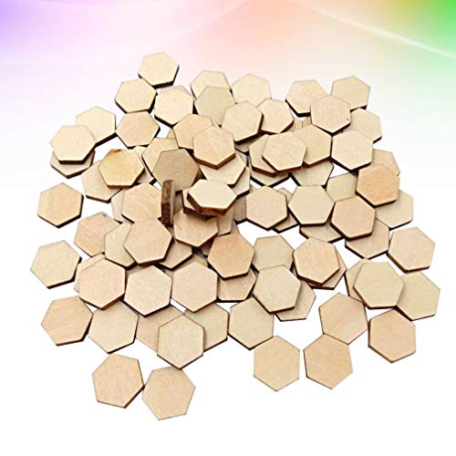 Healifty 200pc Blank Square Wood Plaque Hand Decor Unfinished Wooden Slices Wooden Cutouts for Painting Honeycomb Wood Cutout Wood Hexagon Gift Healifty