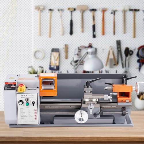 VEVOR Metal Lathe Machine, 7.87'' x 13.78'', Precision Benchtop Power Metal Lathe, 50-2500 RPM Continuously Variable Speed, 500W Brush Motor Metal VEVOR