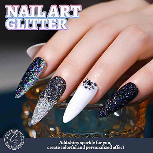 LEOBRO Black Glitter, Glitter, 180G/6.35OZ Holographic Ultra Fine Glitter, Resin Glitter Powder, 1/128" Metallic Black Glitter for Crafts Resin LEOBRO