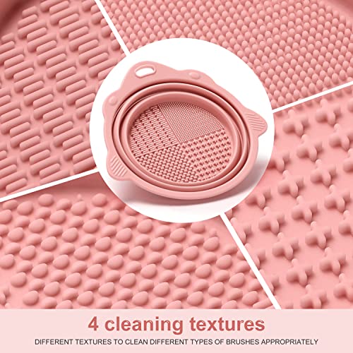 Foldable Silicone Makeup Brush Cleaner Bowl - Etercycle Portable Cleaning Tool for Brushes, Powder Puffs, and Sponges (Pink) Etercycle