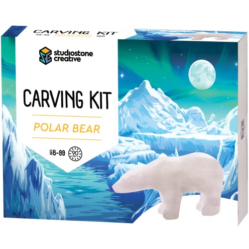 STUDIOSTONE CREATIVE DIY Arts & Crafts Carving Kit Kids Adults Polar Bear Alabaster Sculpture Soapstone STUDIOSTONE CREATIVE