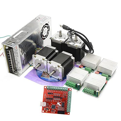 CNCTOPBAOS 4 Axis Nema23 Stepper Motor USB Mach3 CNC Kit,270oz-in 76mm 3A,USB Controller Board Motion Control Card,TB6600 Driver 4.5A 24V for CNC
