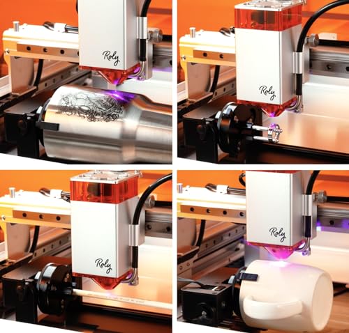Roly LaserMATIC Mk2 20W Laser Engraver with Integrated Enclosure, Rotary, Air Assist, Honeycomb Panel and Camera Included, Laser Engraver for Wood, Roly