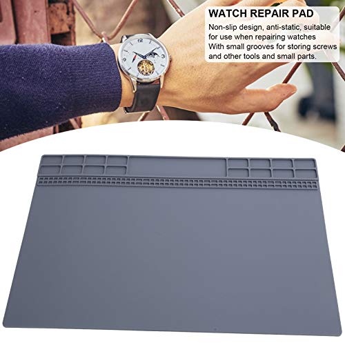 zjchao 9.8 x 13.8 Inch Electronics Repair Work Mat, Non-Slip Rubber Watch Repair Table Pad Watchmaker Maintenance Accessory for Watch Phone Laptop zjchao