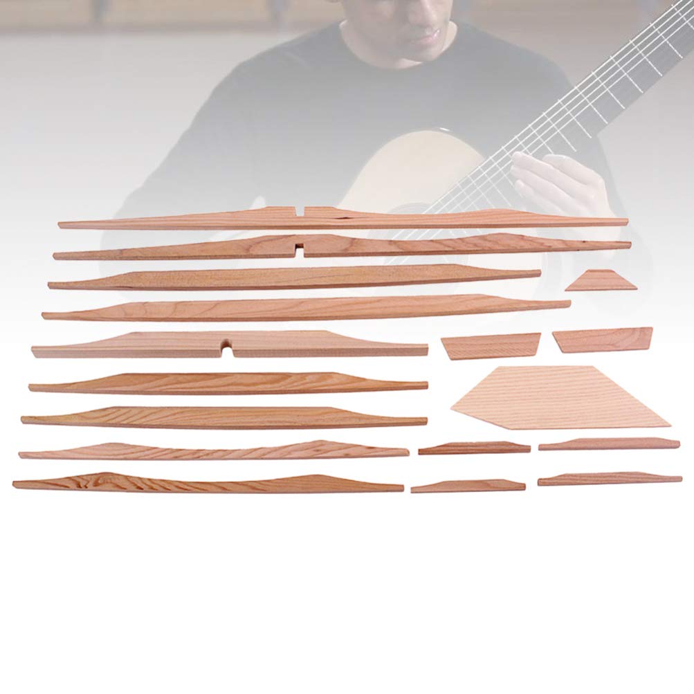 Milisten 17pcs 41 Guitar Body Parts Guitar Parts Unfinished Guitar Kit Unfinished Bass Fretboard Guitar Wood Blanks Bass Guitar Spruce Brace Wood Kit Milisten
