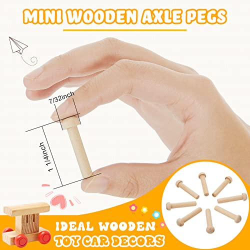36 Pack Wooden Wheels Toys Wooden Wheels for Crafts Toys Wooden Craft Wheels Wooden Mini Wheels with Axle Pegs for Crafts DIY Toy Cars Painting Civaner