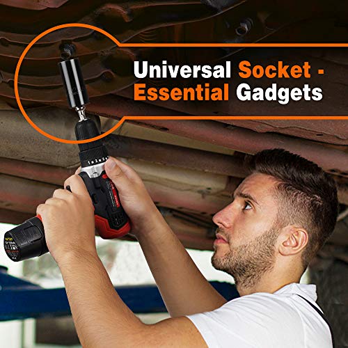 Super Universal Socket Gifts for Men - Tools Christmas Stocking Stuffers for Adults Grip Socket Set with Power Drill Adapter, Gadgets for Men Dad Him SOOFUN