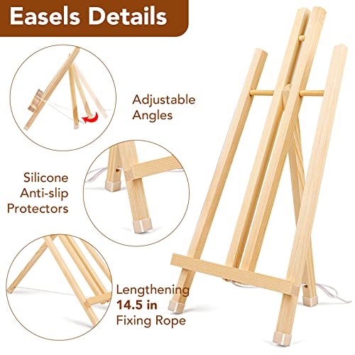 AROIC 8 Pack 16 Inch Wood Easels, Easel Stand for Painting Canvases, Art, and Crafts, Tripod, Painting Party Easel, Kids Student Table School AROIC