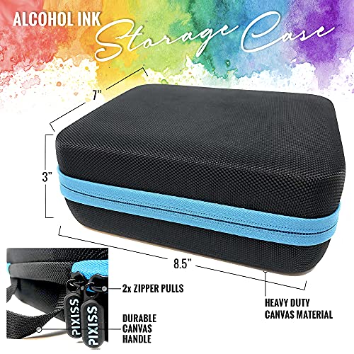 Alcohol Ink Storage Carrying Case, Paint Carry Case Organizer, Stores 30x 0.5-Ounce Bottles of Alcohol Inks, Stickles, Glossy Accents or Reinkers, Pixiss