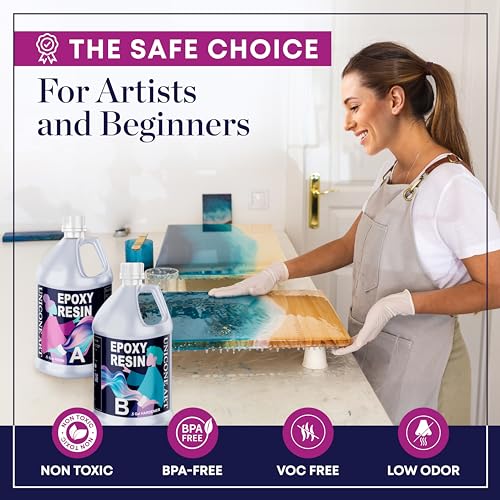 Resin Epoxy Craft Kit 1 Gallon Epoxy Resin Kit (.5 Gal Resin + .5 Gal Hardener) High Gloss UV Resistant Odor-Free Art Resin, BPA-Free and Non-Toxic unicone art
