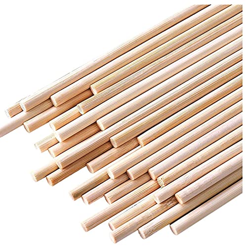 HOPELF 50PCS Dowel Rods Wood Sticks Wooden Dowel Rods - 1/4 x 6 Inch Bamboo Sticks - for Crafts,Hardwood Dowel Rod Assortment,Wooden Rod Sticks HOPELF