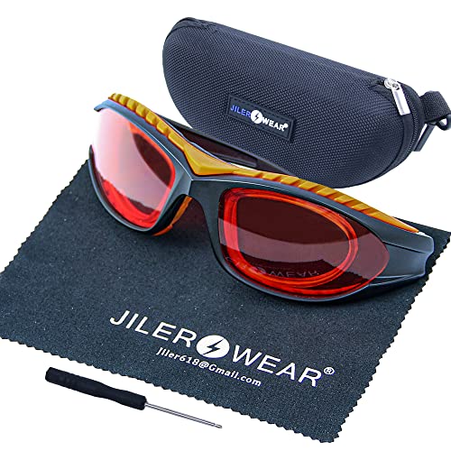 JILERWEAR Professional 180nm-540nm OD 6+ Violet/Blue/Green Laser Safety Glasses for 405nm, 445nm, 450nm,473nm, 532nm Laser Lightweight and Fashion JILERWEAR