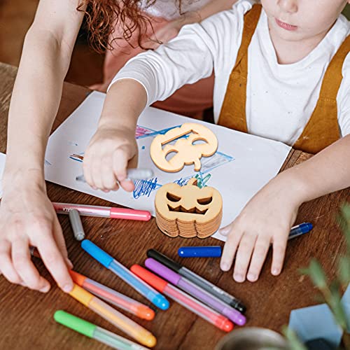 20Pcs Halloween Wood Cutouts Pumpkin Witch Cutout Unfinished DIY Painting Wooden Slices Embellishment Party Decor Woodsy Decor Witch Decor NUOBESTY