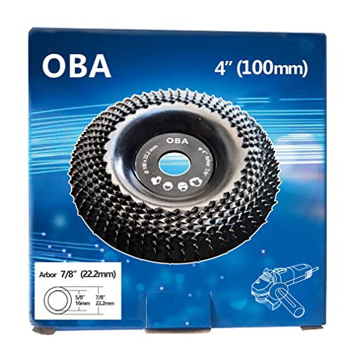 OBA Grinder Wheel Disc 4 Inch Wood Shaping Wheel, Wood Grinding Shaping Disk for Angle Grinders with 7/8” Arbor OBA