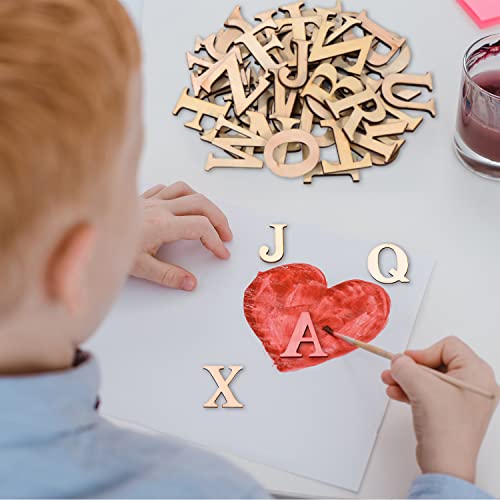 Hicarer 52 Pieces 1.8 Inch Capital Wooden Letters, Wood Alphabet Letters for Crafts, Wood Letters Sign Decoration, Unfinished Wooden Craft Letters Hicarer